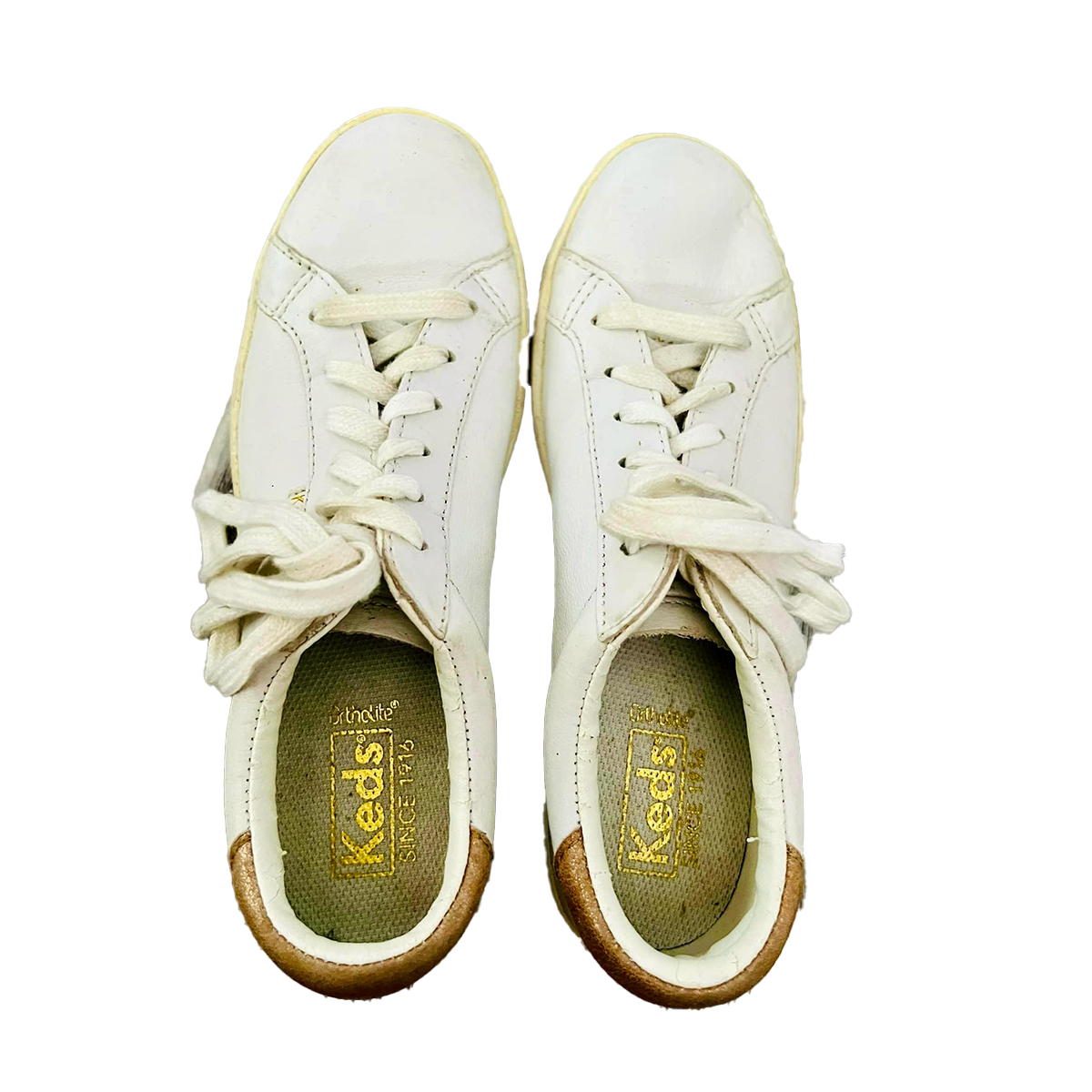White and Gold Keds Sneakers for Ladies Size 6.5 US